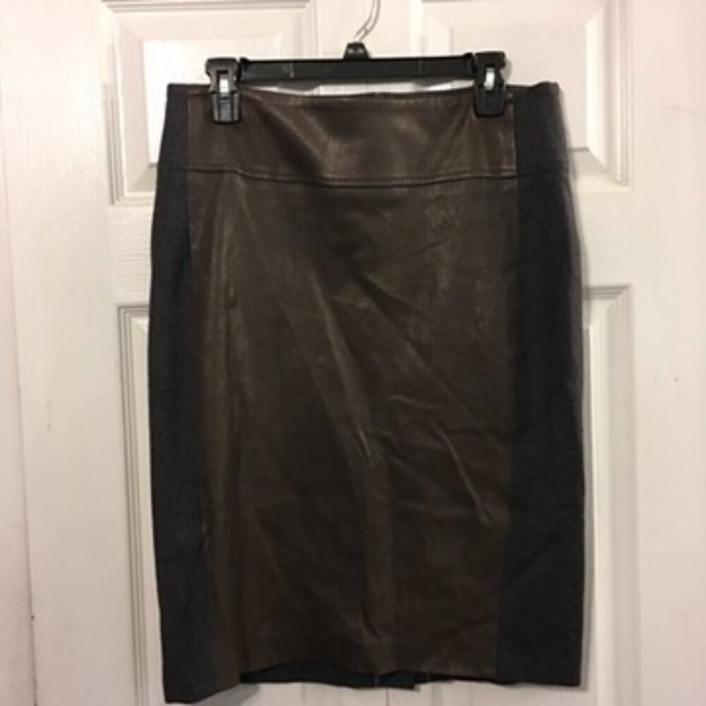 Brunello Cucinelli Wool/Leather Pencil Skirt - Picture 1 of 8